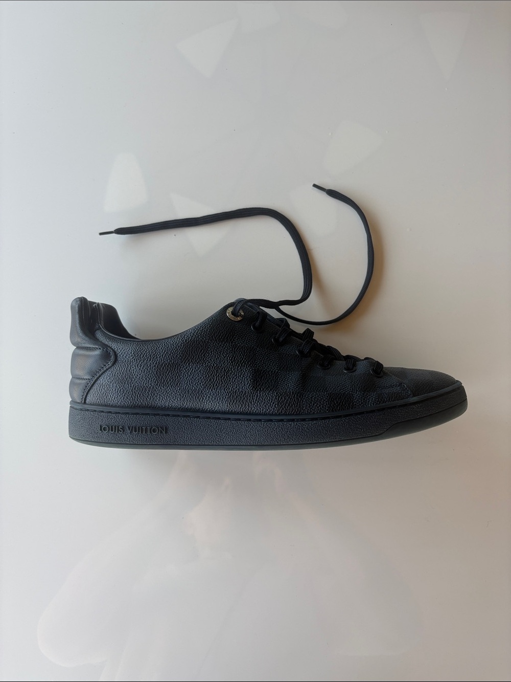 Louis Vuitton Men's Black Low-Top Textured Leather Sneaker